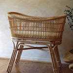 Rattan baby crib, eco-friendly baby bed, handwoven baby crib, breathable baby bassinet, boho baby crib, safe newborn crib, modern nursery crib