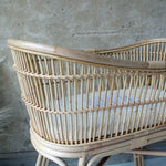 Rattan baby crib, eco-friendly baby bed, handwoven baby crib, breathable baby bassinet, boho baby crib, safe newborn crib, modern nursery crib