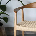 Maya Ash Wood Dining Chair with Curved Backrest and Paper Cord Seat