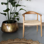 Maya Hans Wegner Style Ash Wood Dining Chair with Curved Backrest and Paper Cord Seat