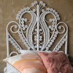 Peacock rattan single headboard in white