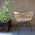 Saba natural rattan and iron baby crib black frame