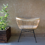 Saba natural rattan and iron baby crib black frame
