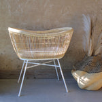 Saba natural rattan and iron baby crib white frame