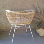 Saba natural rattan and iron baby crib white frame