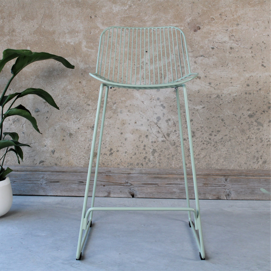 Green metal outlet stool