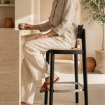 Thronet Ash Wood and Rattan Bar Stool 65cm Black