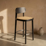 Thronet Ash Wood and Rattan Bar Stool 65cm Black