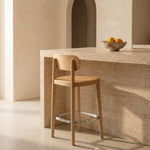 Thronet Ash Wood and Rattan Bar Stool 65cm