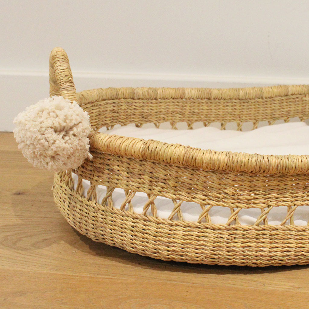 Ajani cream handwoven african baby changing basket