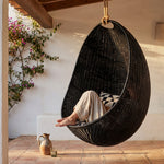 Zelma Hanging Egg Chair Natural Rattan with Iron Frame - The Rattan Company
