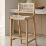 Inca Natural Ash Wood and Paper Cord Breakfast Bar Stool