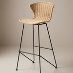Natural Rattan and Iron Komodo Bar Stools - The Rattan Company