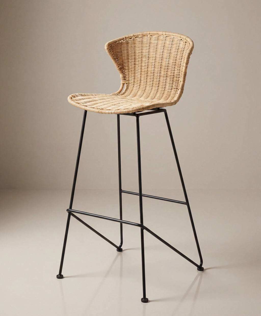 Natural Rattan and Iron Komodo Bar Stools - The Rattan Company