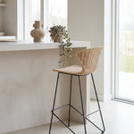 Natural Rattan and Iron Komodo Bar Stools - The Rattan Company