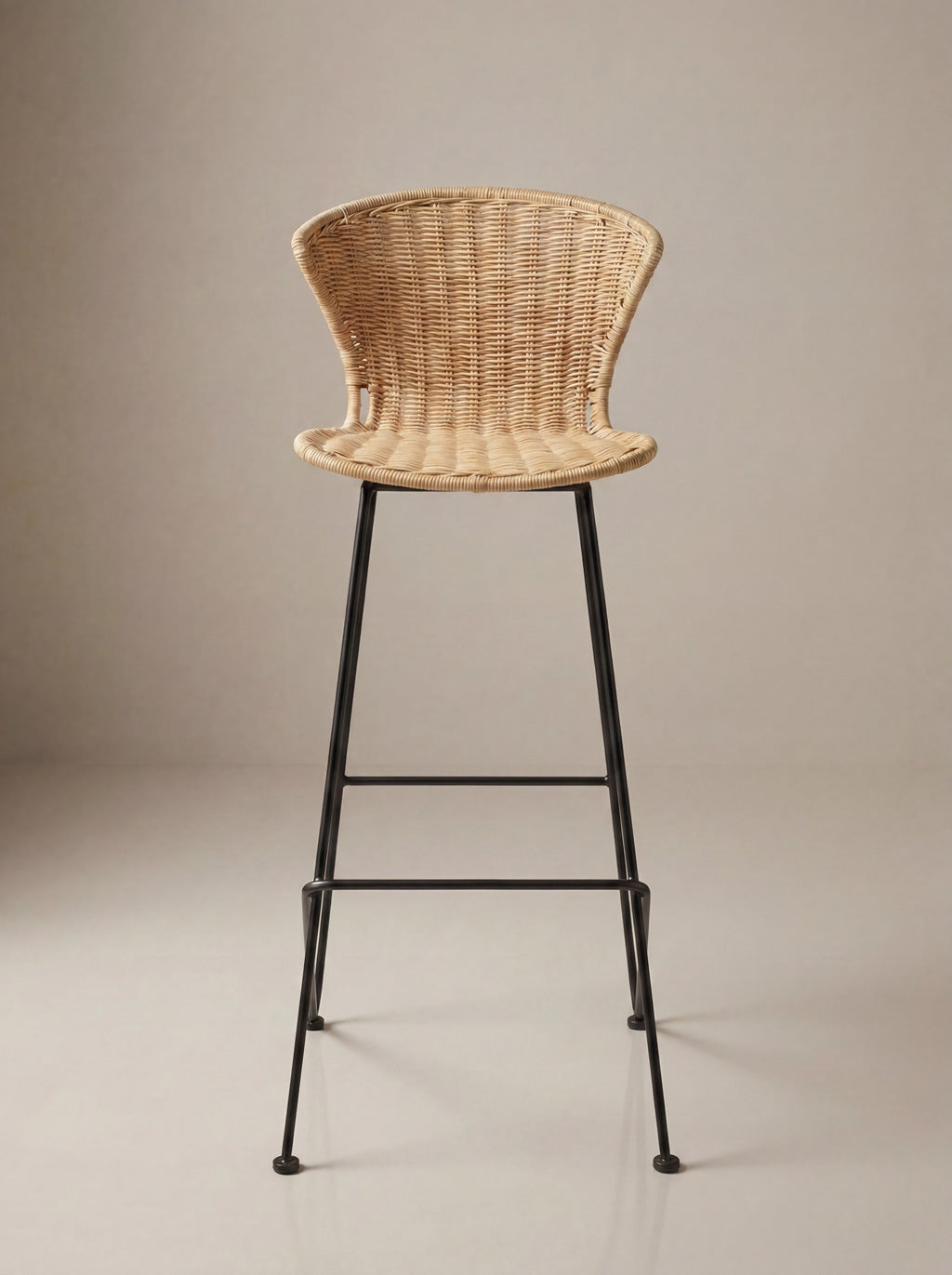 Natural Rattan and Iron Komodo Bar Stools - The Rattan Company