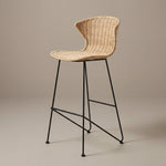 Natural Rattan and Iron Komodo Bar Stools - The Rattan Company