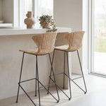 Natural Rattan and Iron Komodo Bar Stools - The Rattan Company