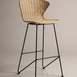Natural Rattan and Iron Komodo Bar Stools - The Rattan Company