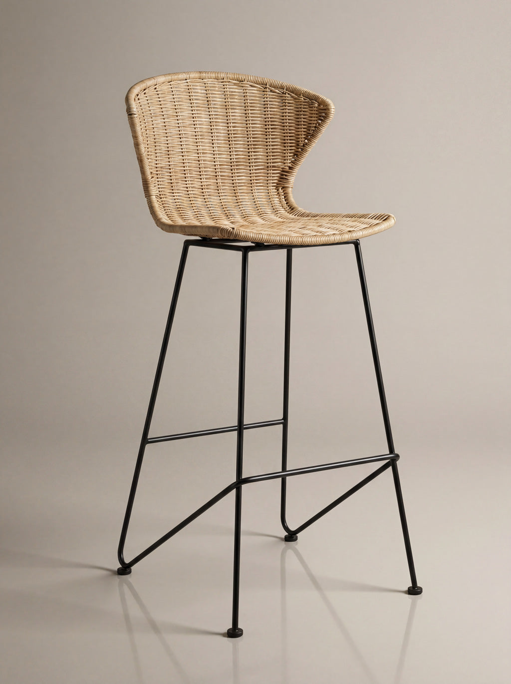 Natural Rattan and Iron Komodo Bar Stools - The Rattan Company