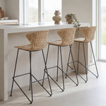 Natural Rattan and Iron Komodo Bar Stools - The Rattan Company