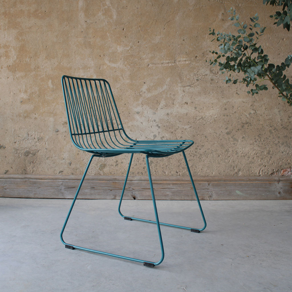 Ziggy Metal Wire Dining Chair - Teal - The Rattan Company