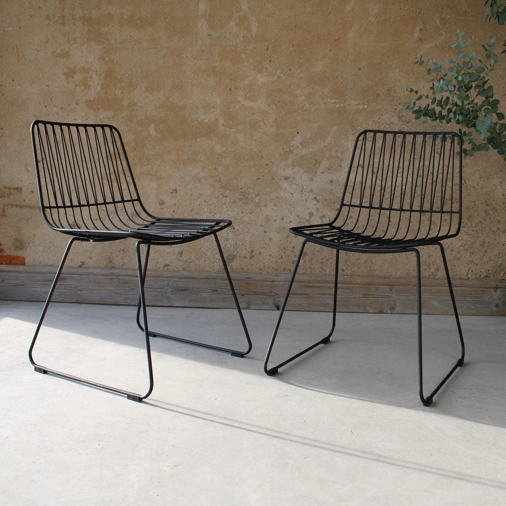Set of 2 Ziggy Metal Wire Dining Chairs Black - The Rattan Company