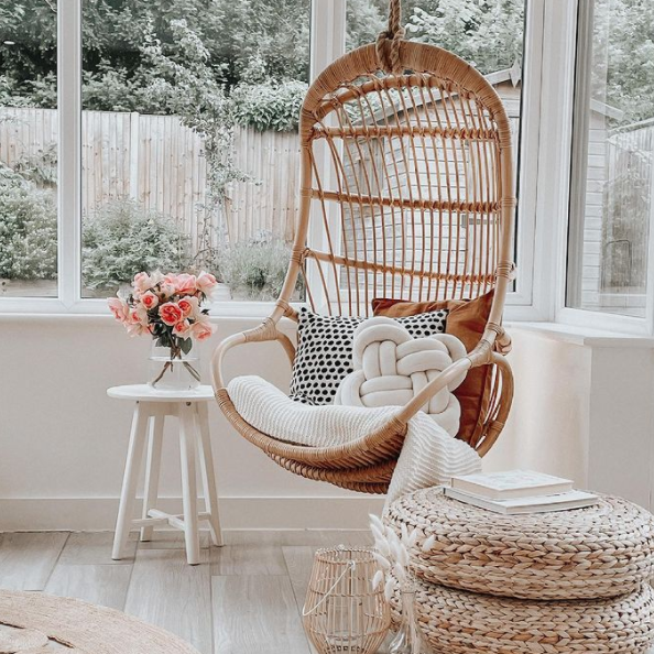 Aurora hanging egg chair indoors natural