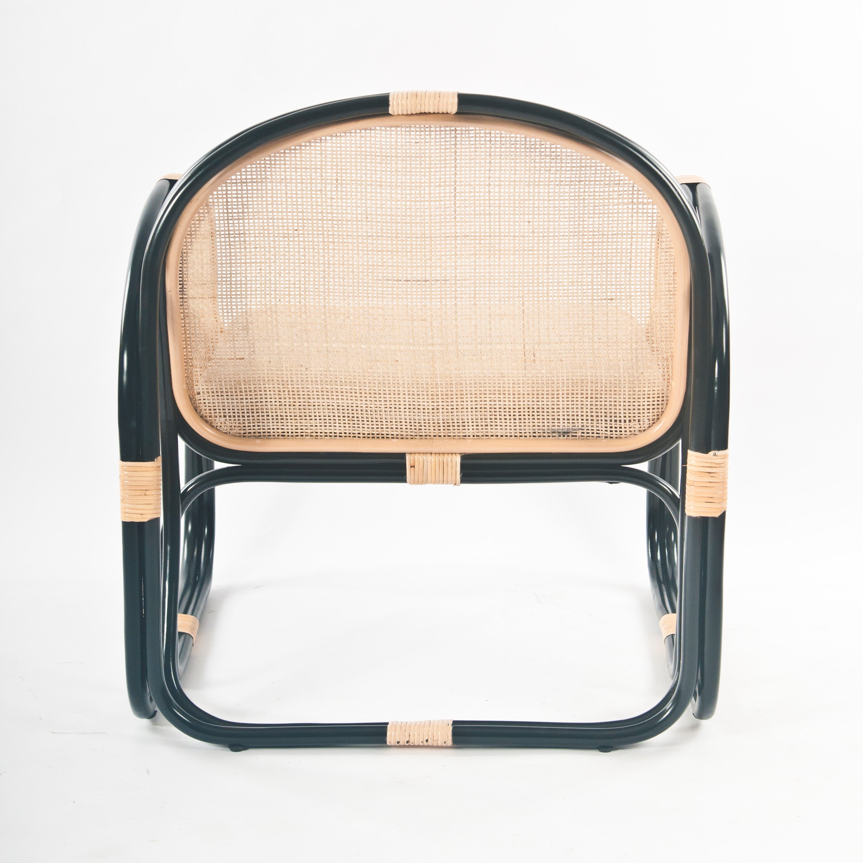 Black Bermuda Rattan Lounge Chair with wicker weave Back - The Rattan Company