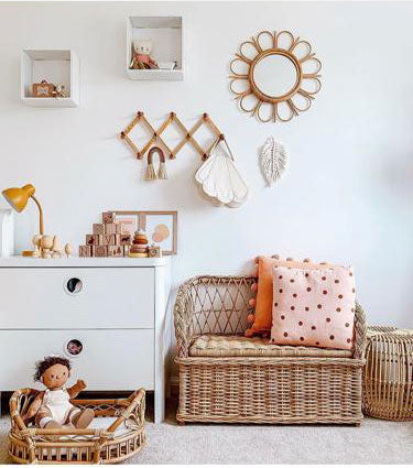 Bobby Kids Storage Bench, Kids Rattan Furniture and Storage