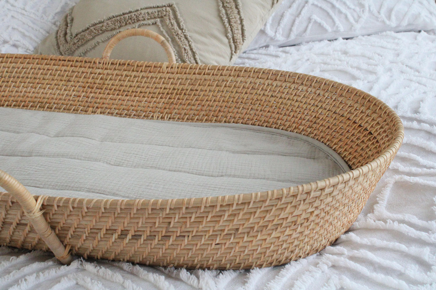 Fern Rattan handmade baby changing basket by The Rattan Company