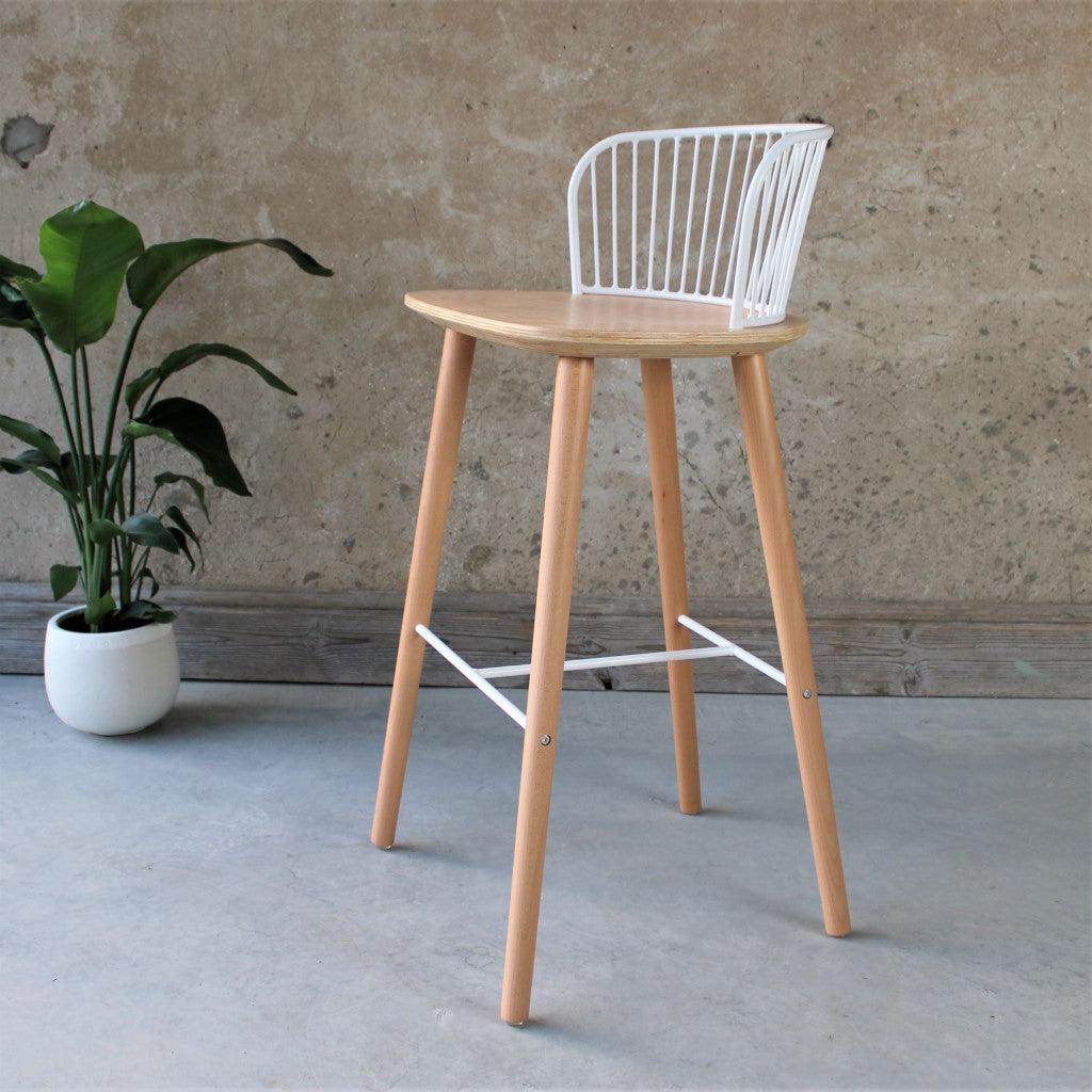 Gaia wood and metal wire high kitchen bar stool kitchen stools by The Rattan Company