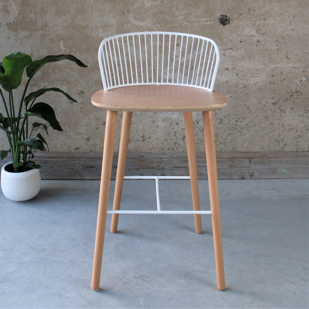 Gaia Scandi Style High Bar Stool White 75cm Seat Height