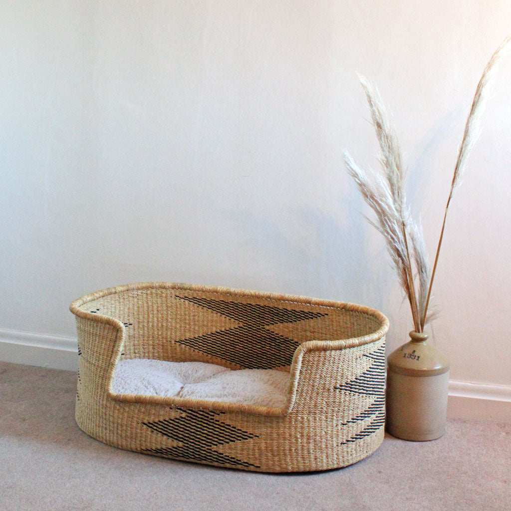 African handwoven elephant grass dogs bed