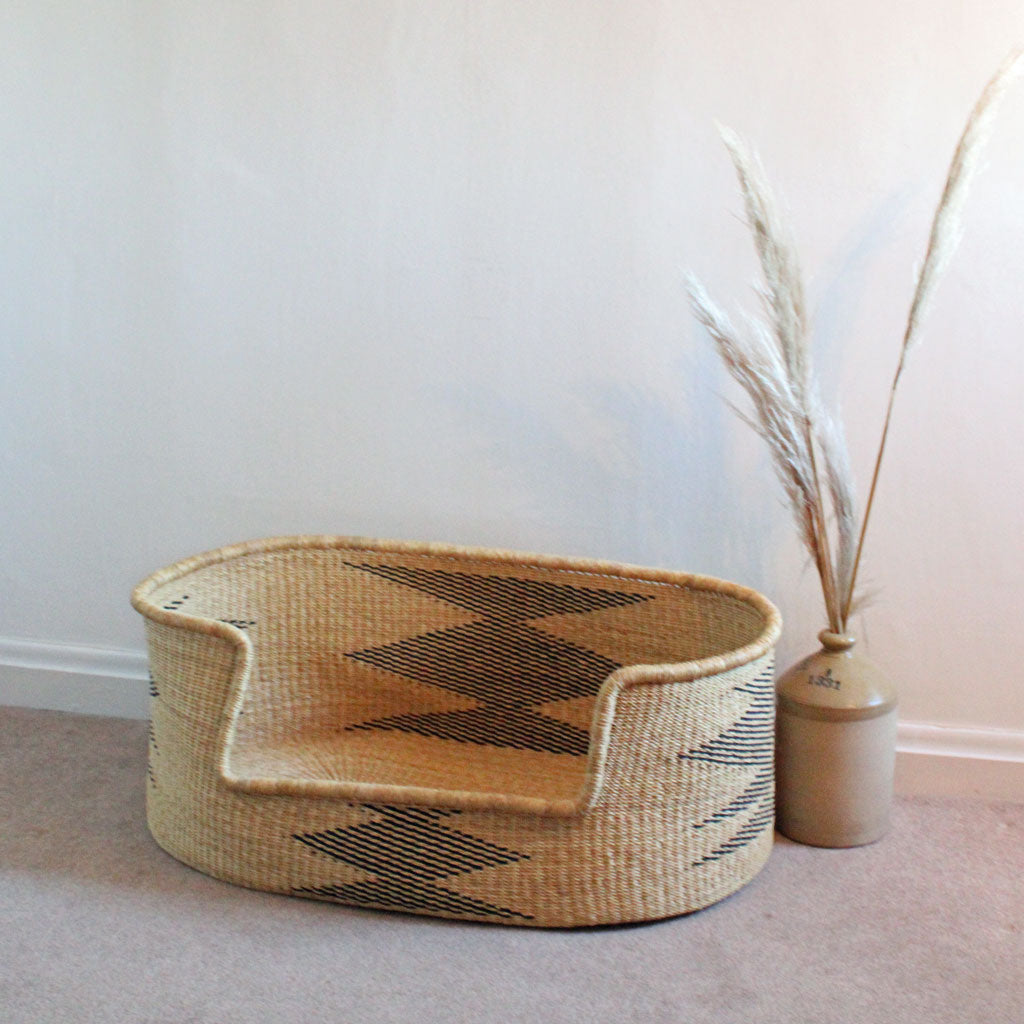 African handwoven elephant grass dogs bed