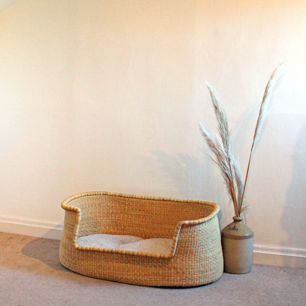 African handwoven elephant grass dogs bed