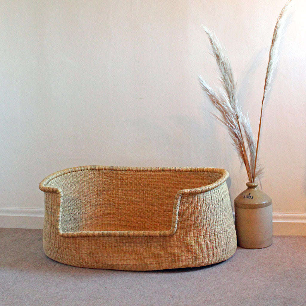 African handwoven elephant grass dogs bed