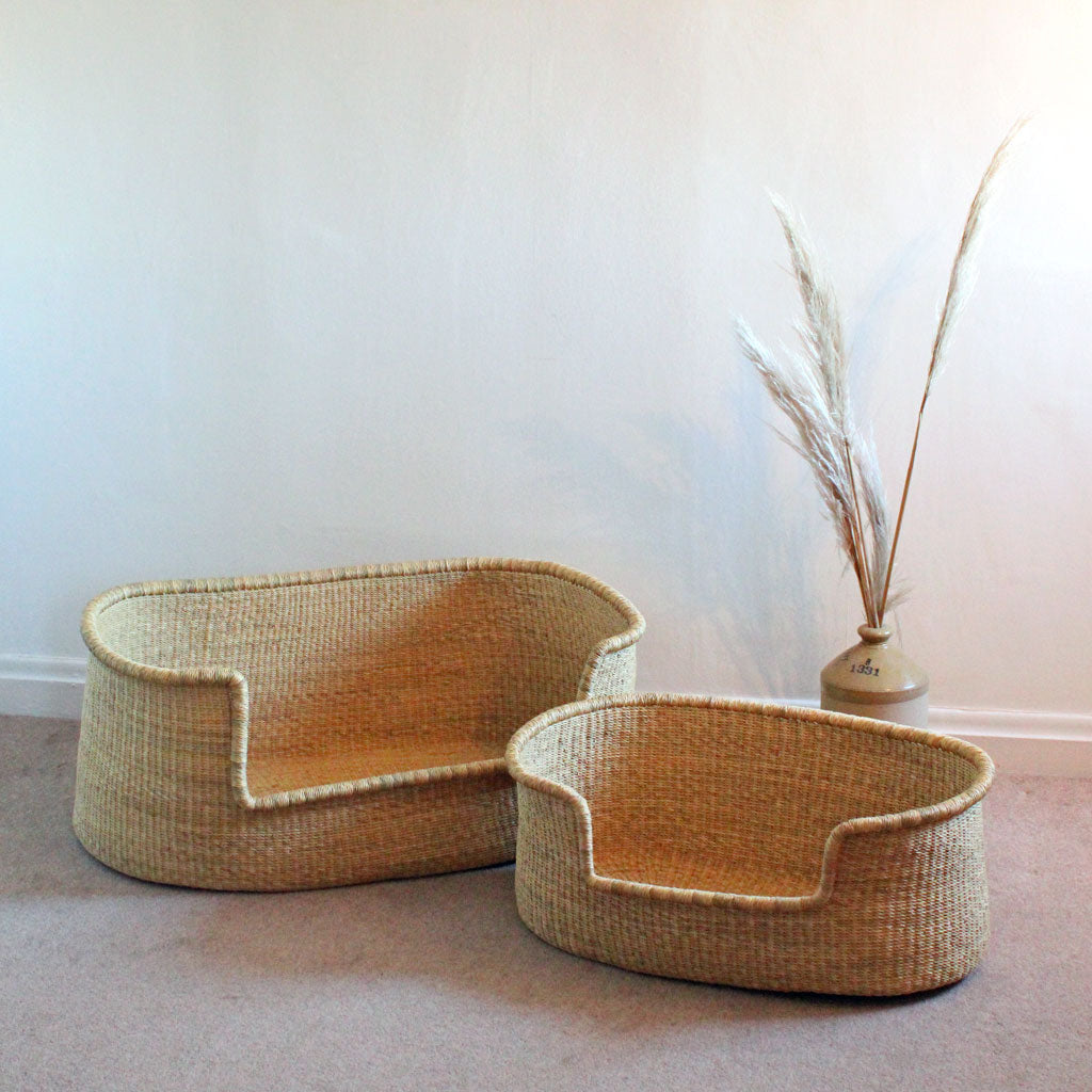 African handwoven elephant grass dogs bed