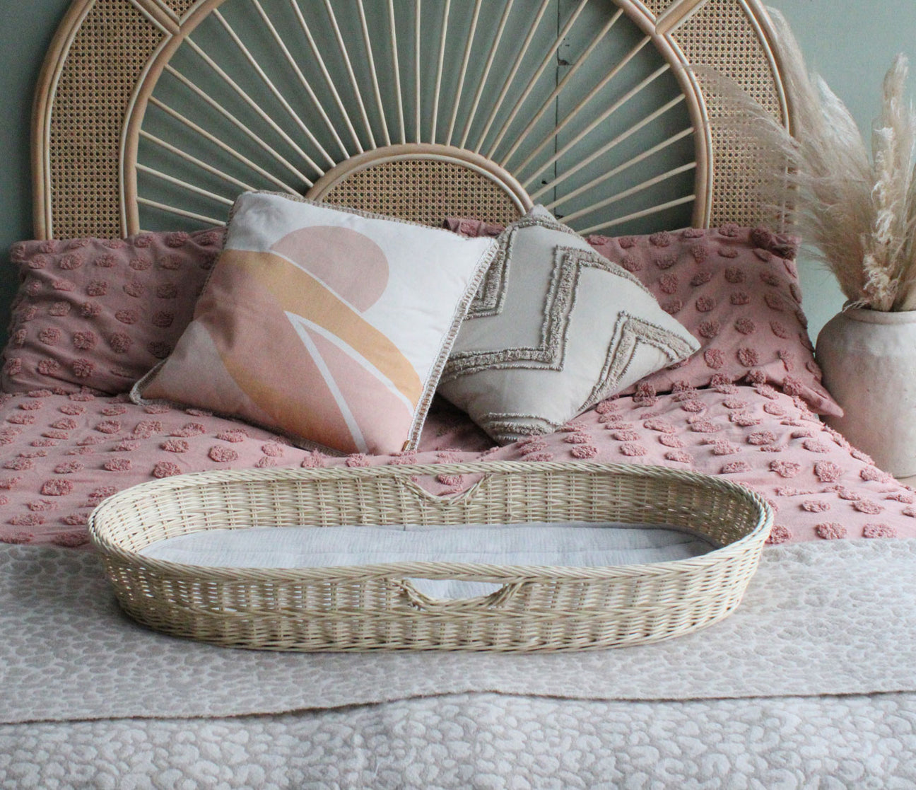 Indi Natural Rattan Wicker Baby Changing Basket The Rattan Company