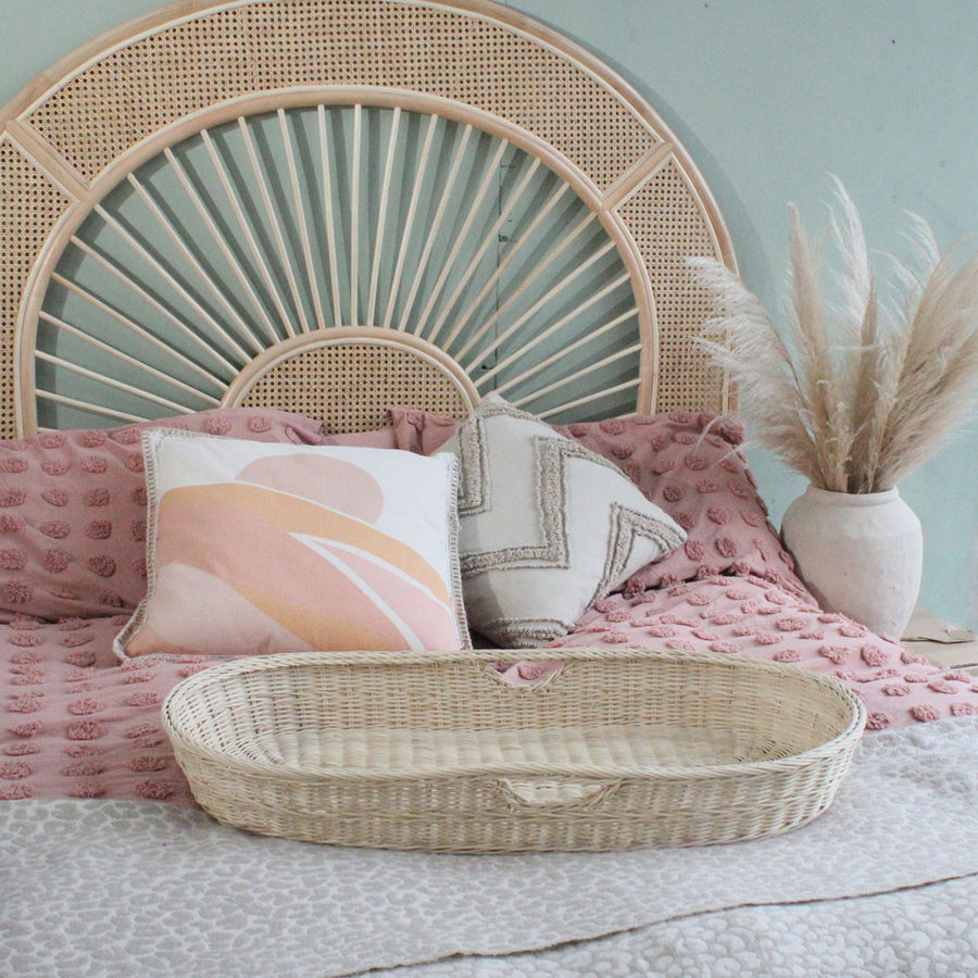 Indi Natural Rattan Wicker Baby Changing Basket The Rattan Company