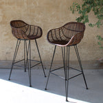 Java rattan kitchen counter stool antique brown byt the rattan company