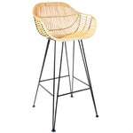 Java Rattan Cane Bar Stool with Iron Legs Cutout - The Rattan Company