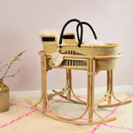 Martha Rattan Moses Basket Stand with Elephant Grass Moses Basket - The Rattan Company