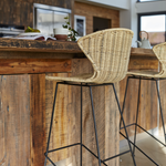 Natural Rattan and Iron Komodo Bar Stool - The Rattan Company