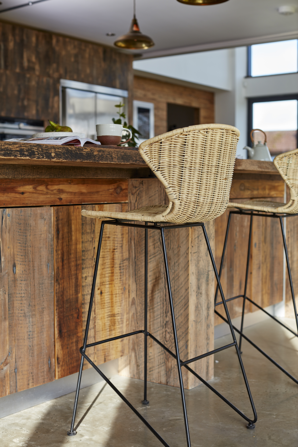 Natural Rattan and Iron Komodo Bar Stool - The Rattan Company