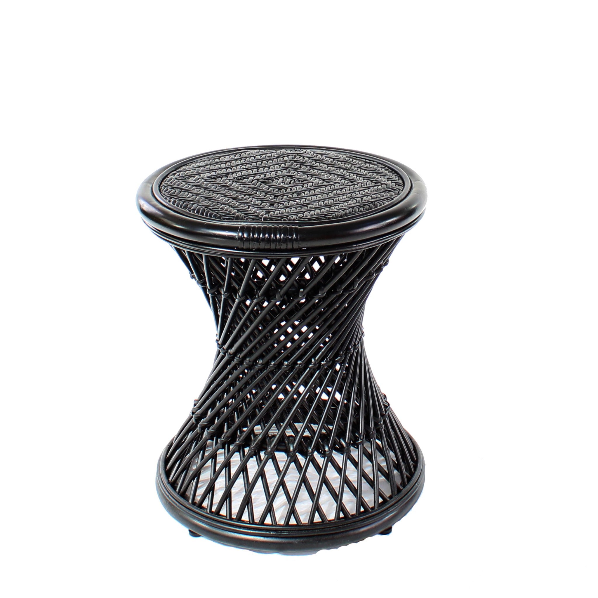 Natural Rattan Cane Koko Stool in Black Cutotut - The Rattan Company