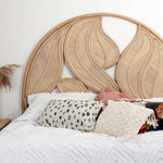 Palm Leaf natural rattan king sized headboard, bedheads by the rattan company