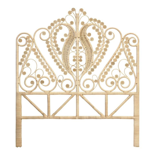 Peacock Natural Rattan Double Bed Headboard (Double) The Rattan Company
