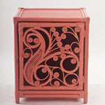 Peacock Peach Rattan Bedside Cabinet Front - The Rattan Company 