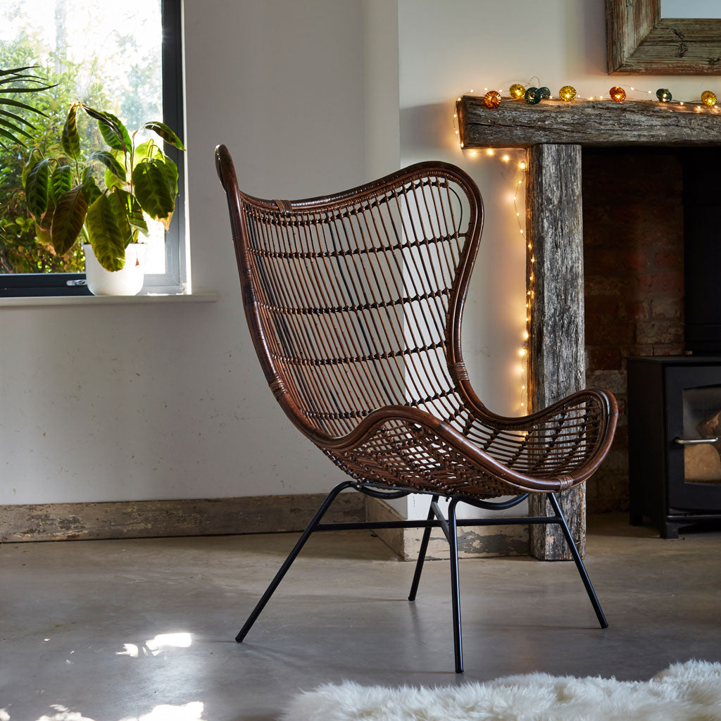 Rattan wingback online armchair